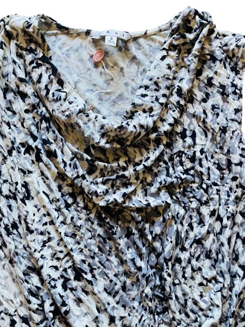CAbi Lana Drape Neck Ruched Sleeveless Animal Print Top S - Picture 6 of 8